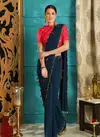 Teal Blue Rang Roop Vol 1 Pure Georgette and Silk Designer Saree Festival and wedding Collections 4103